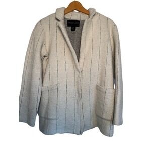 Rachel Zoe Striped Wool Blend Collarless Knit Blazer Jacket Women's Small